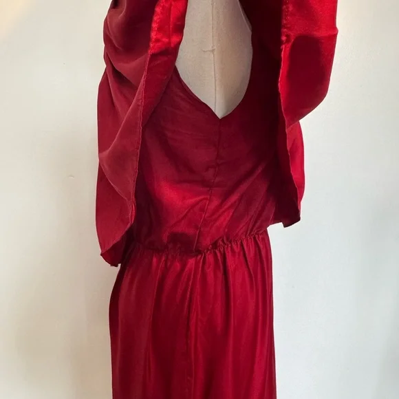 SILK One-Shoulder Red Ruffle Dress - Picture 7 of 14